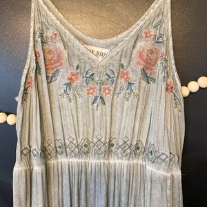 Sage green maxi dress with embroidered top